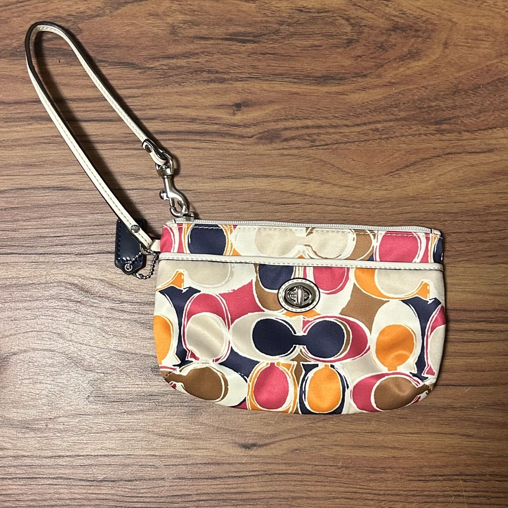Coach Multicolor Patterned Wristlet Clutch